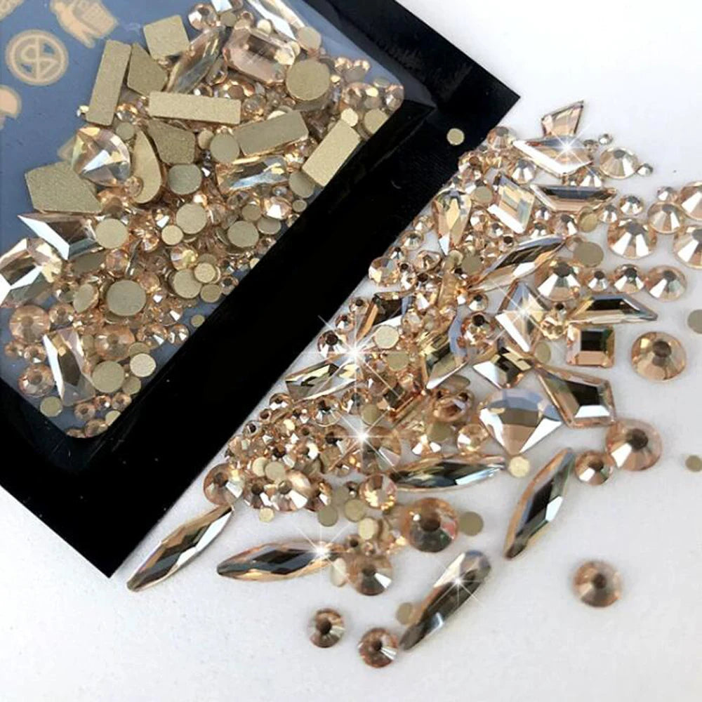 180pcs AB Flatback Multi-shape Mixed Diamond Gems