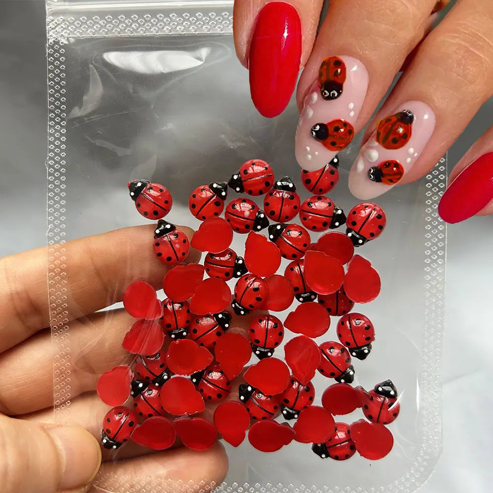 50Pcs Insect Ladybug Nail Charms