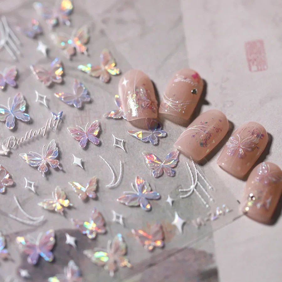 5D Butterfly Blooming Flowers Nail Art Stickers