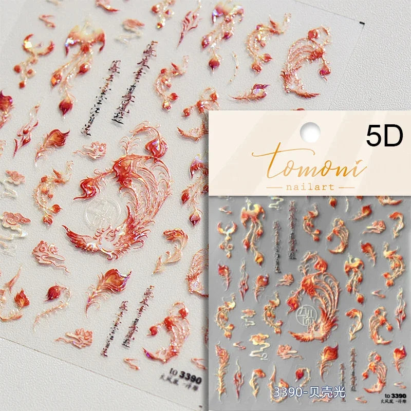 5D Butterfly Blooming Flowers Nail Art Stickers