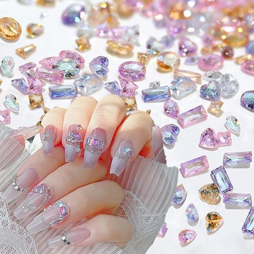 50pcs Dazzling Zircon Nail Art Rhinestone Mini 1-4mm Mixed-shape