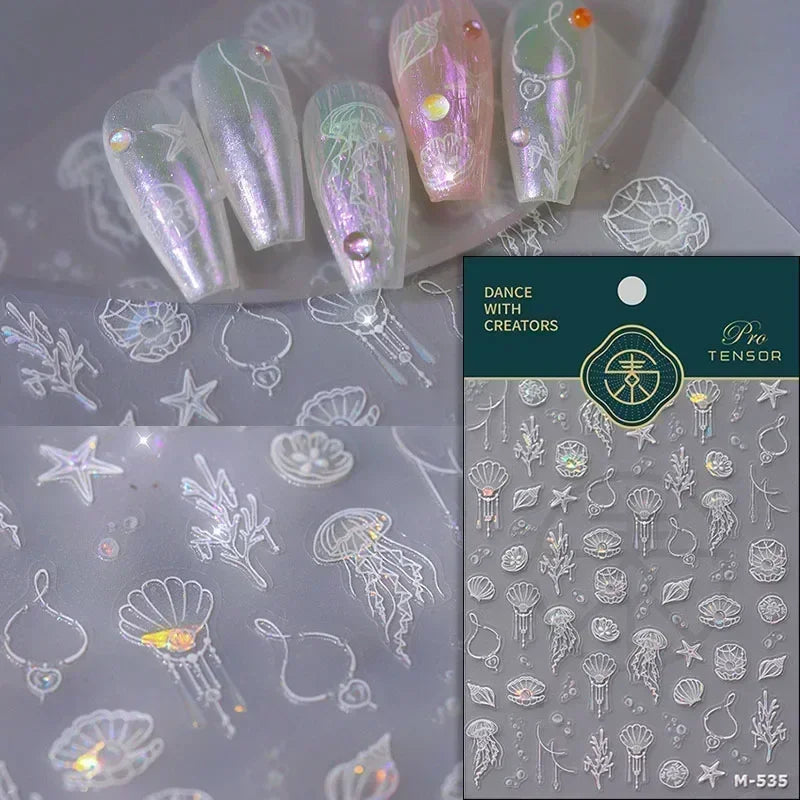 Goldfish Cavort Water 5D Nail Art Stickers Manicure Decal