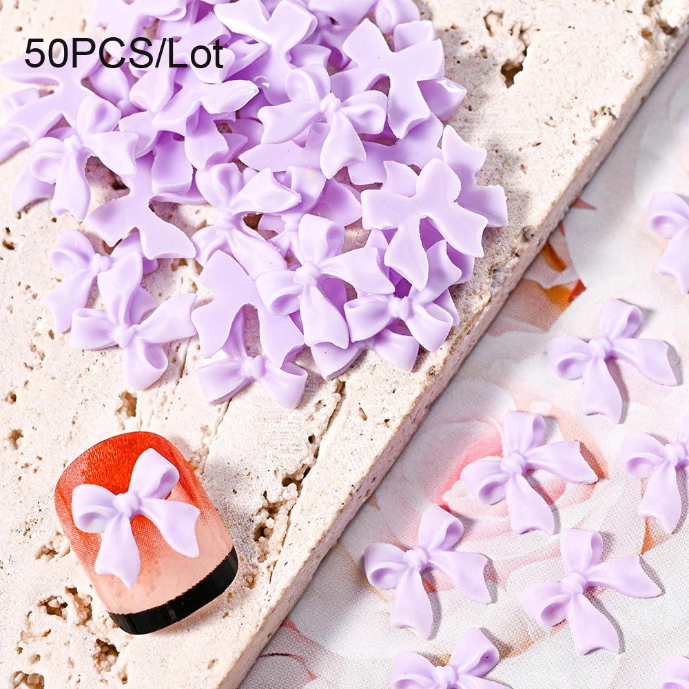 50/100pcs Kawaii Bow Nail Charm 3D