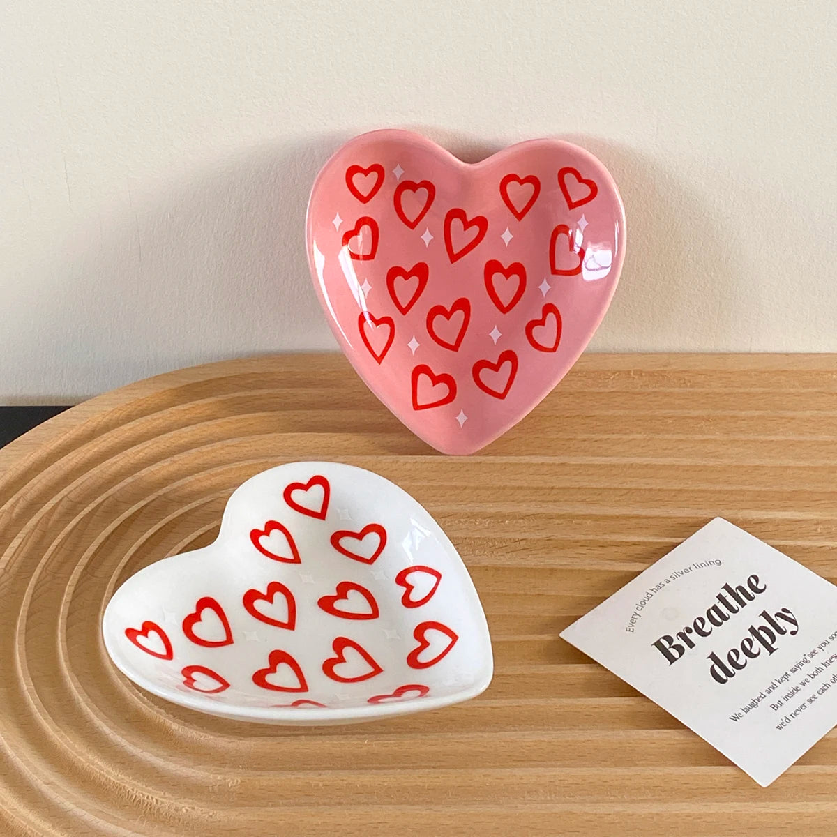 2Pcs Original Design Heart Ceramic Plate