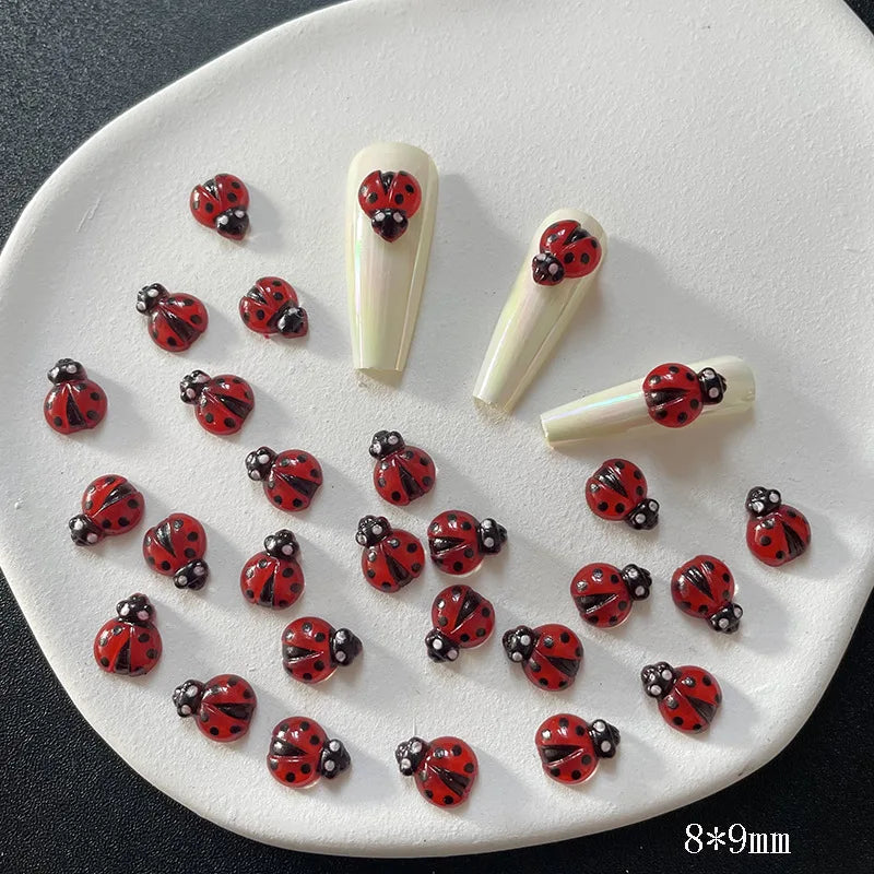50Pcs Insect Ladybug Nail Charms