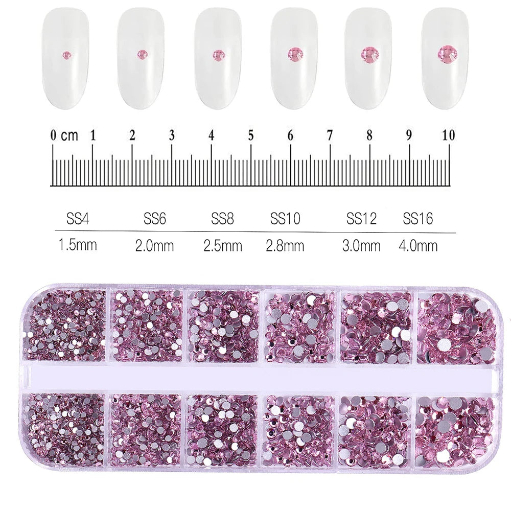 12Grid Mixed Nail Rhinestones Flat-back
