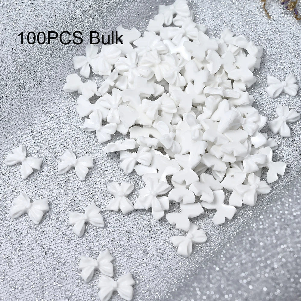50/100pcs Kawaii Bow Nail Charm 3D