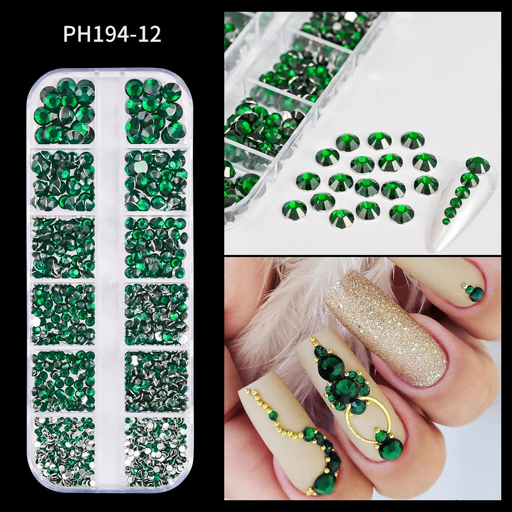 12Grid Mixed Nail Rhinestones Flat-back