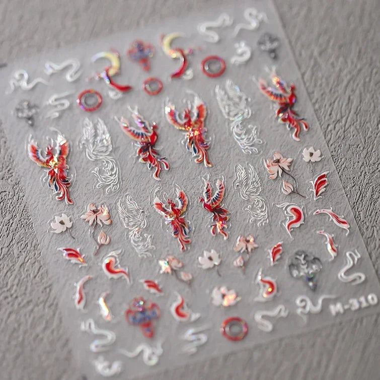 5D Butterfly Blooming Flowers Nail Art Stickers