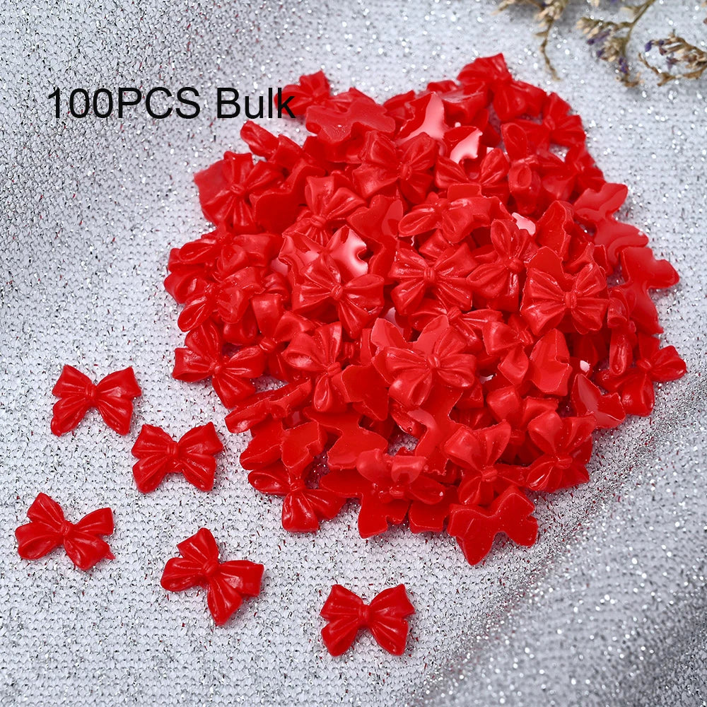 50/100pcs Kawaii Bow Nail Charm 3D