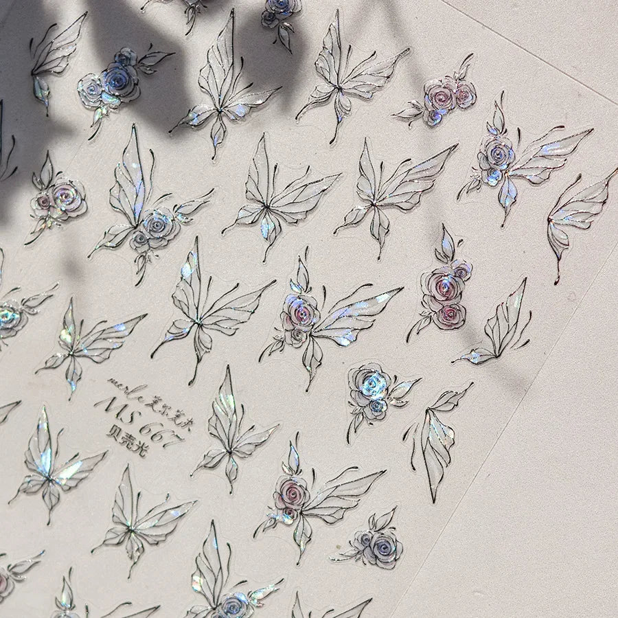 Jelly Butterfly Rhinestone Crystal 5D Nail Art Sticker