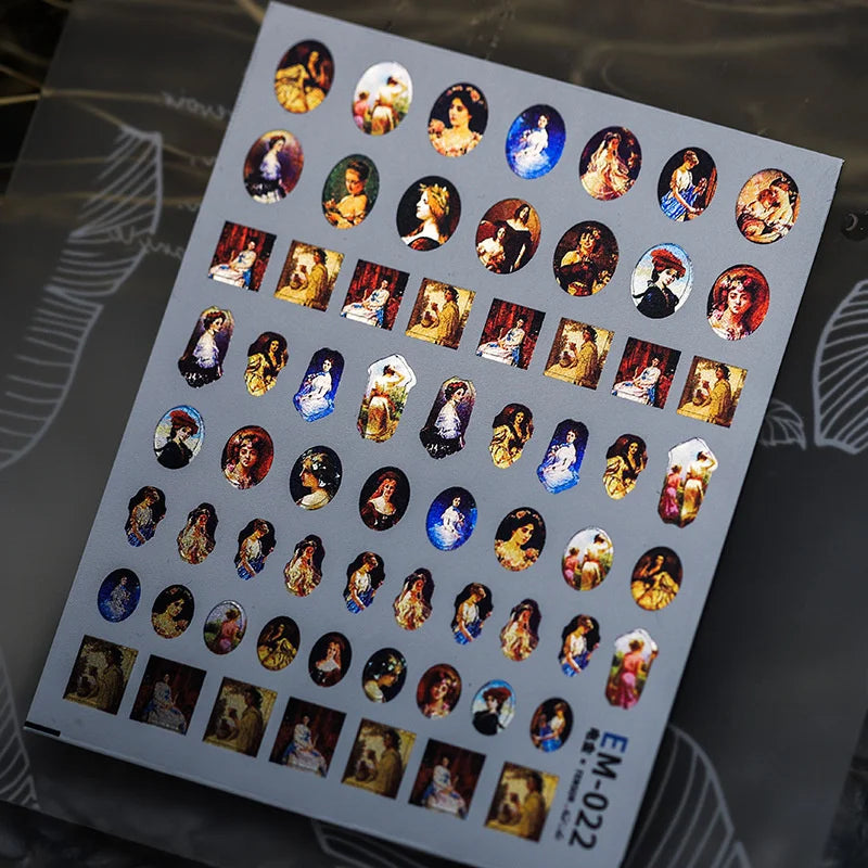 5D metallic gloss retro nail stickers