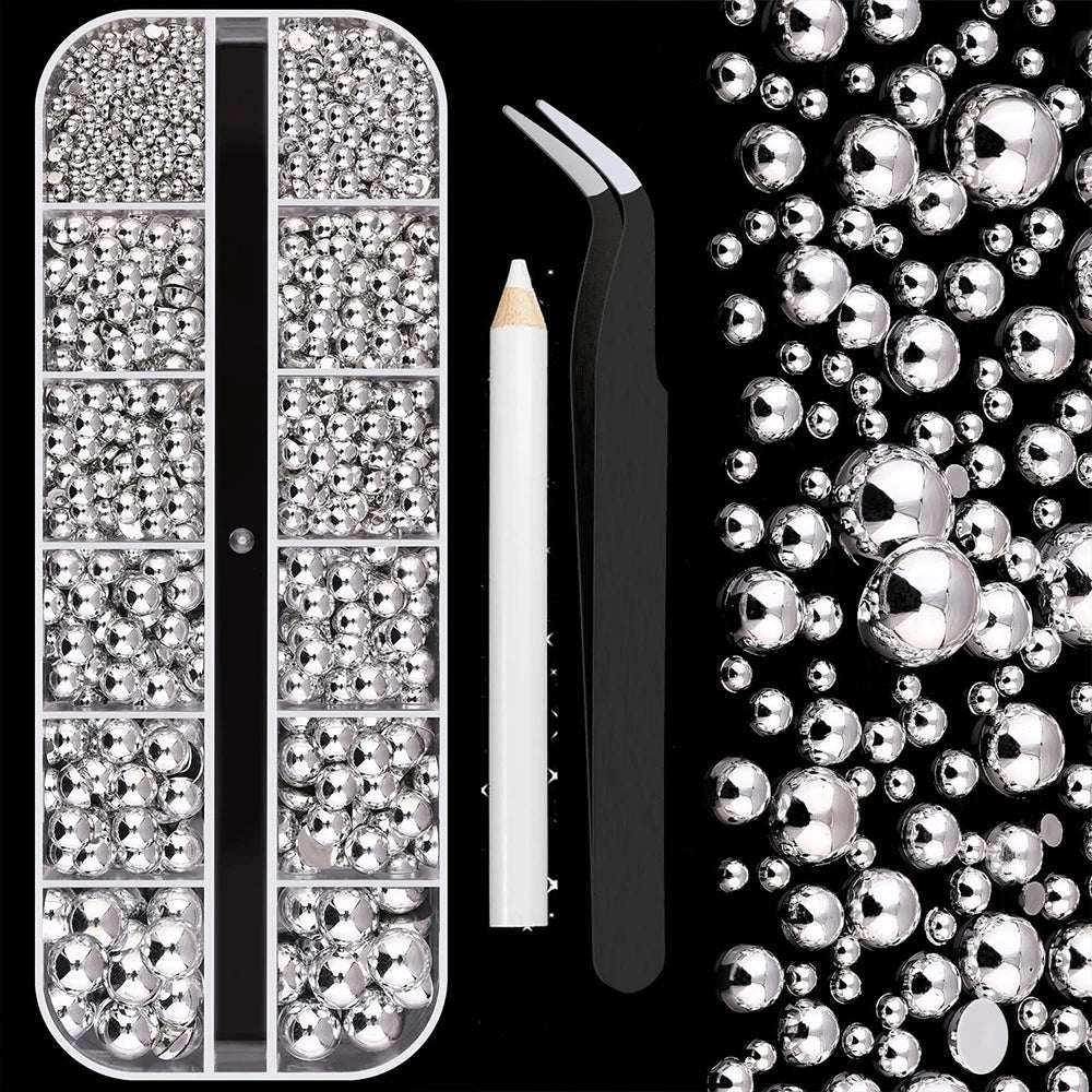 12Grids Christmas Nail Rhinestone Mixed Size