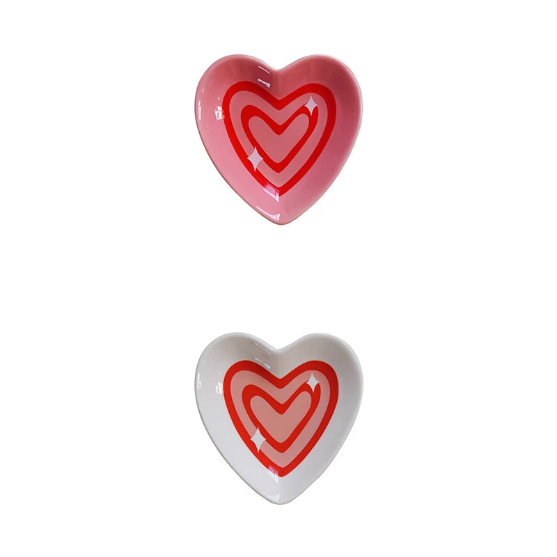 2Pcs Original Design Heart Ceramic Plate