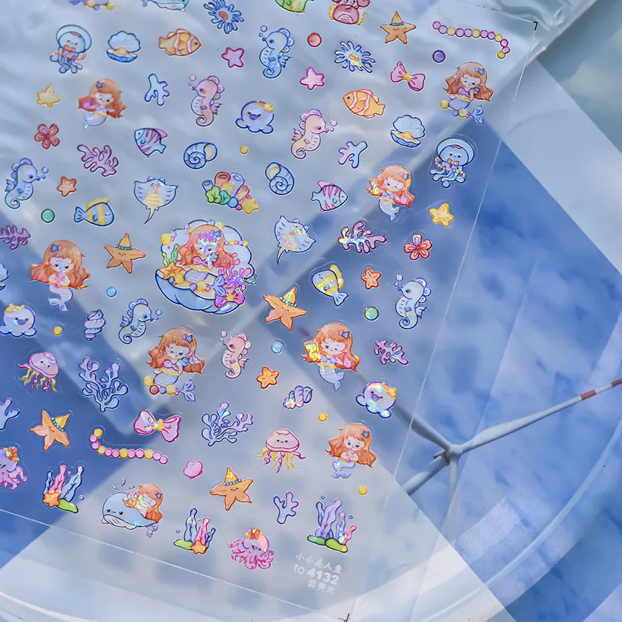 Goldfish Cavort Water 5D Nail Art Stickers Manicure Decal