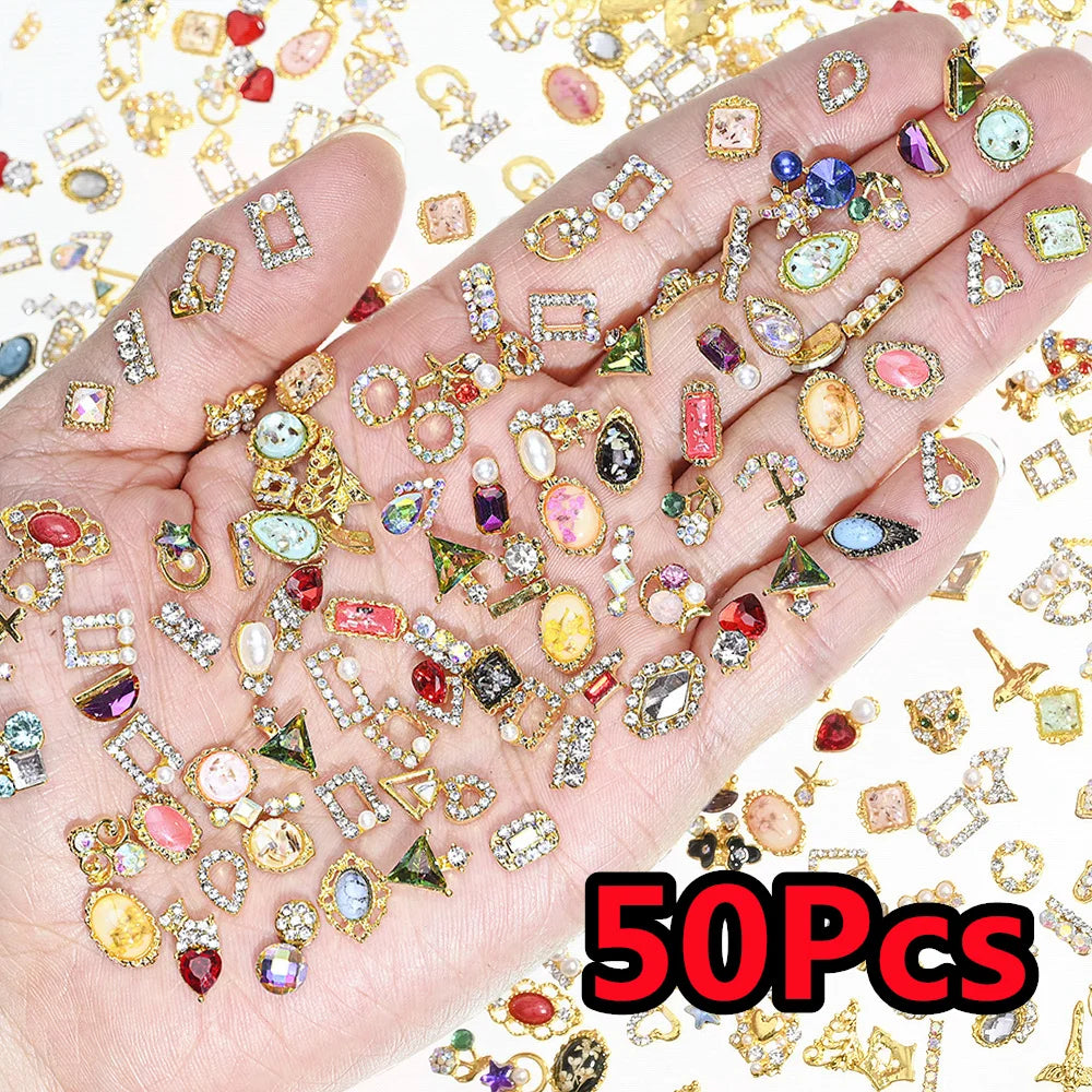 50Pcs 3D Mixed Random Luxury Nail Charms