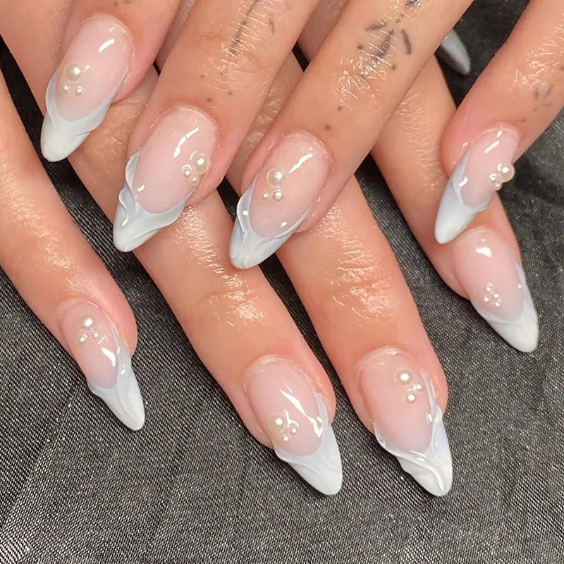 24Pcs Long 3D French Press ons