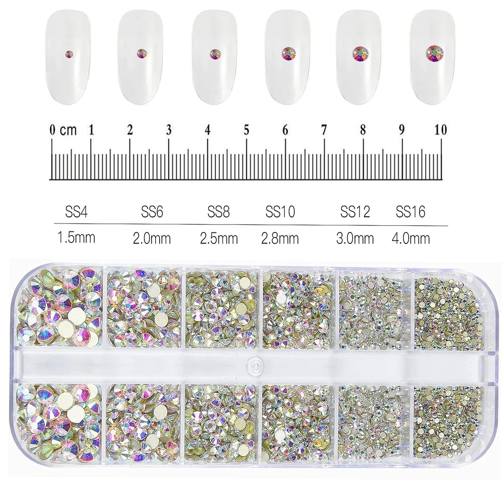 12Grid Mixed Nail Rhinestones Flat-back