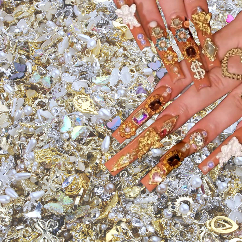 50Pcs Random Mix luxury nail charm