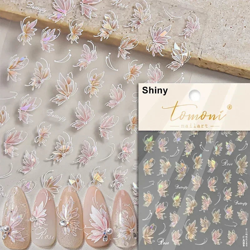 Jelly Butterfly Rhinestone Crystal 5D Nail Art Sticker