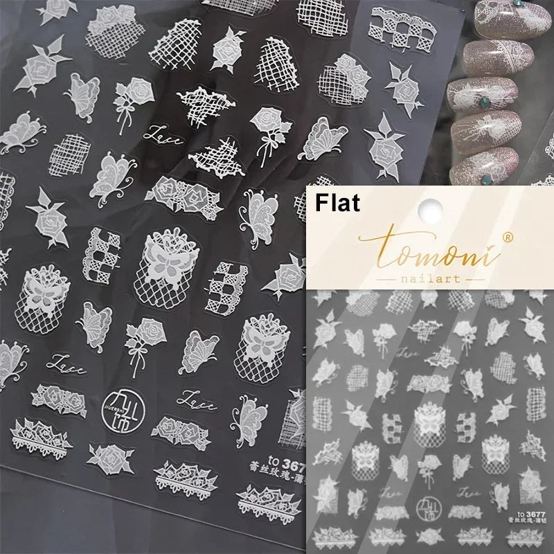 5D Butterfly Blooming Flowers Nail Art Stickers