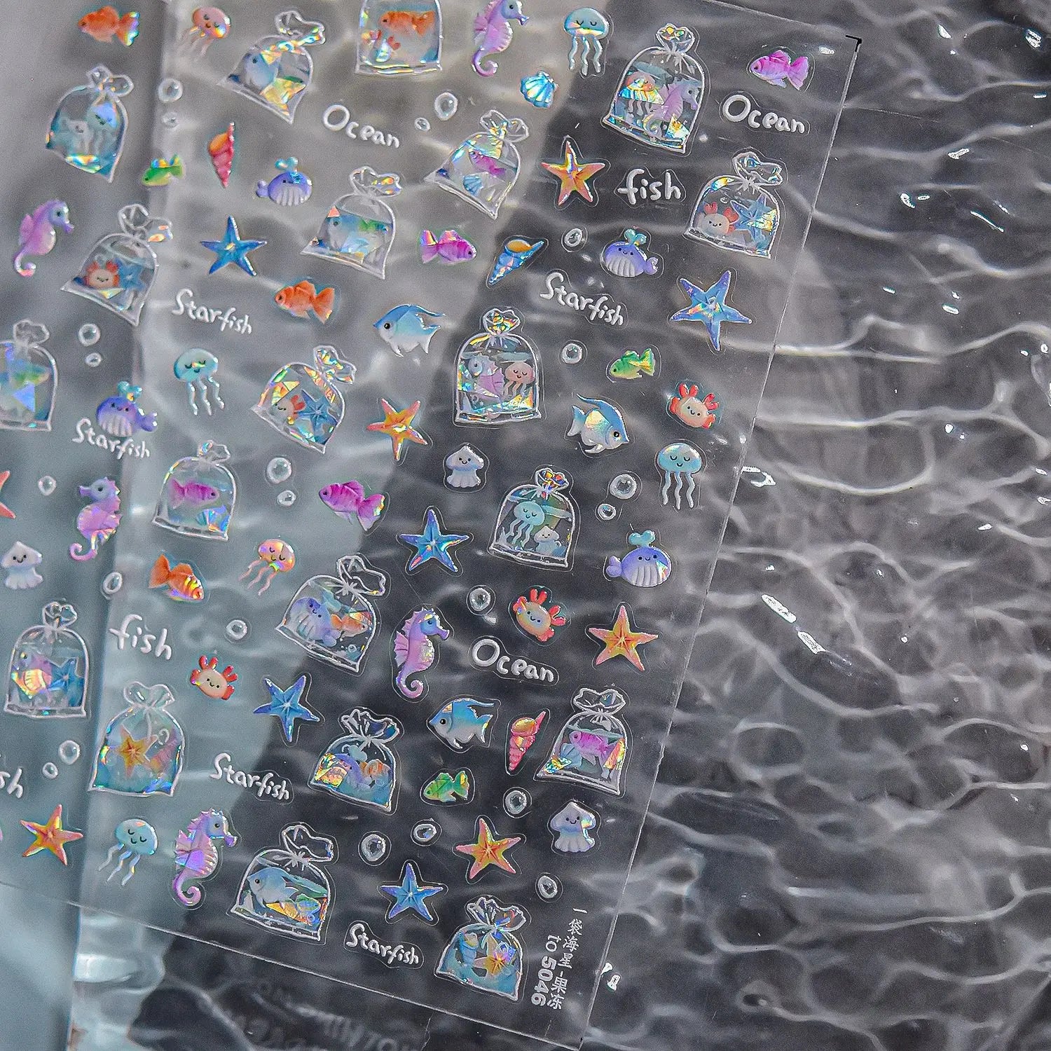 Goldfish Cavort Water 5D Nail Art Stickers Manicure Decal