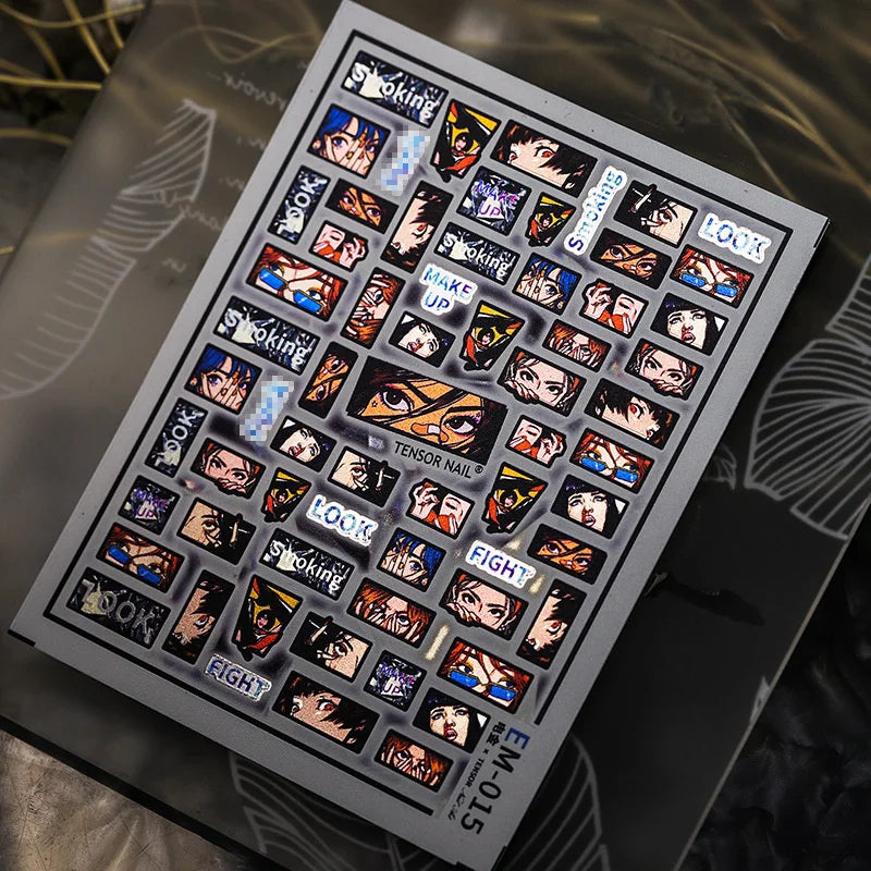 5D metallic gloss retro nail stickers