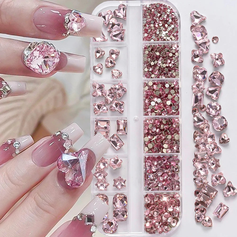 180pcs AB Flatback Multi-shape Mixed Diamond Gems