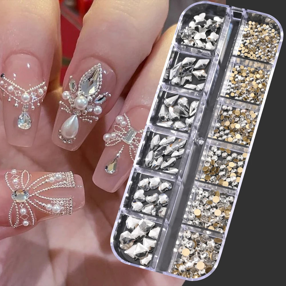 12Grid Mixed Nail Rhinestones Flat-back