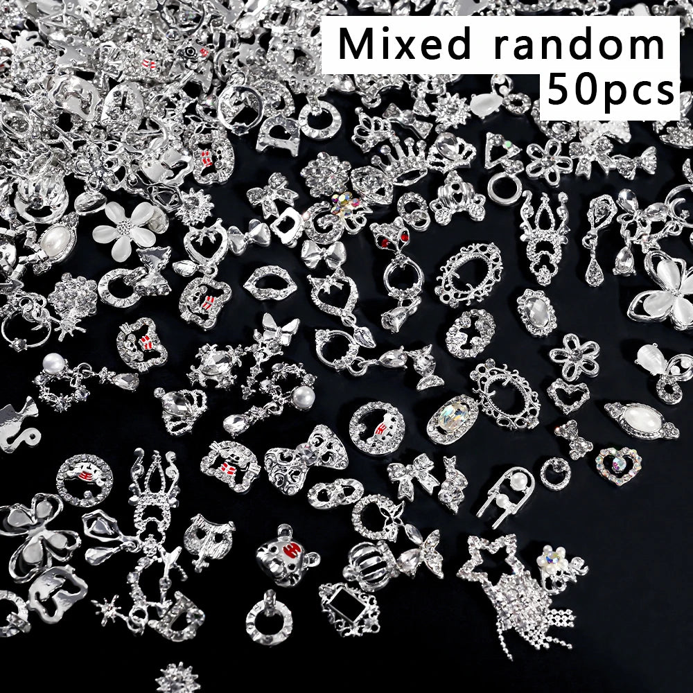 50Pcs 3D Mixed Random Luxury Nail Charms