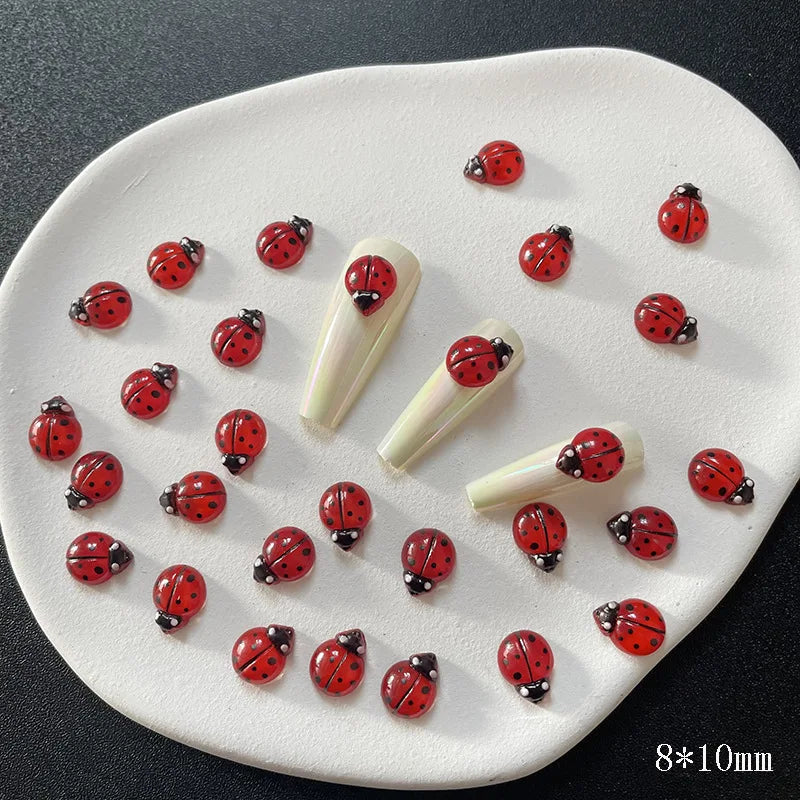 50Pcs Insect Ladybug Nail Charms