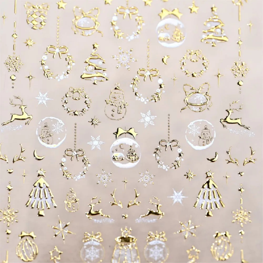 5D Embossed Gold Christmas Nail Stickers