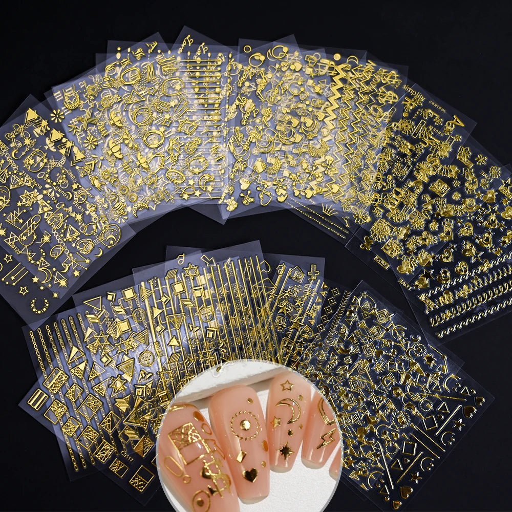 3D Colorful Flowers Cherry Blossoms Rose Daisy Nail Decals 20/30/60/90pcs