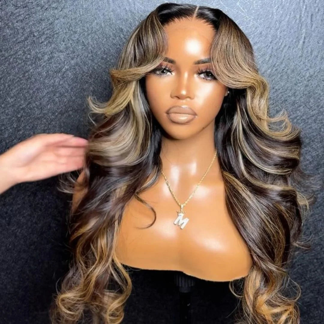 13X4 or 13x6 Synthetic Glueless Brown Lace Front Wig Chocolate Brown Body Wave