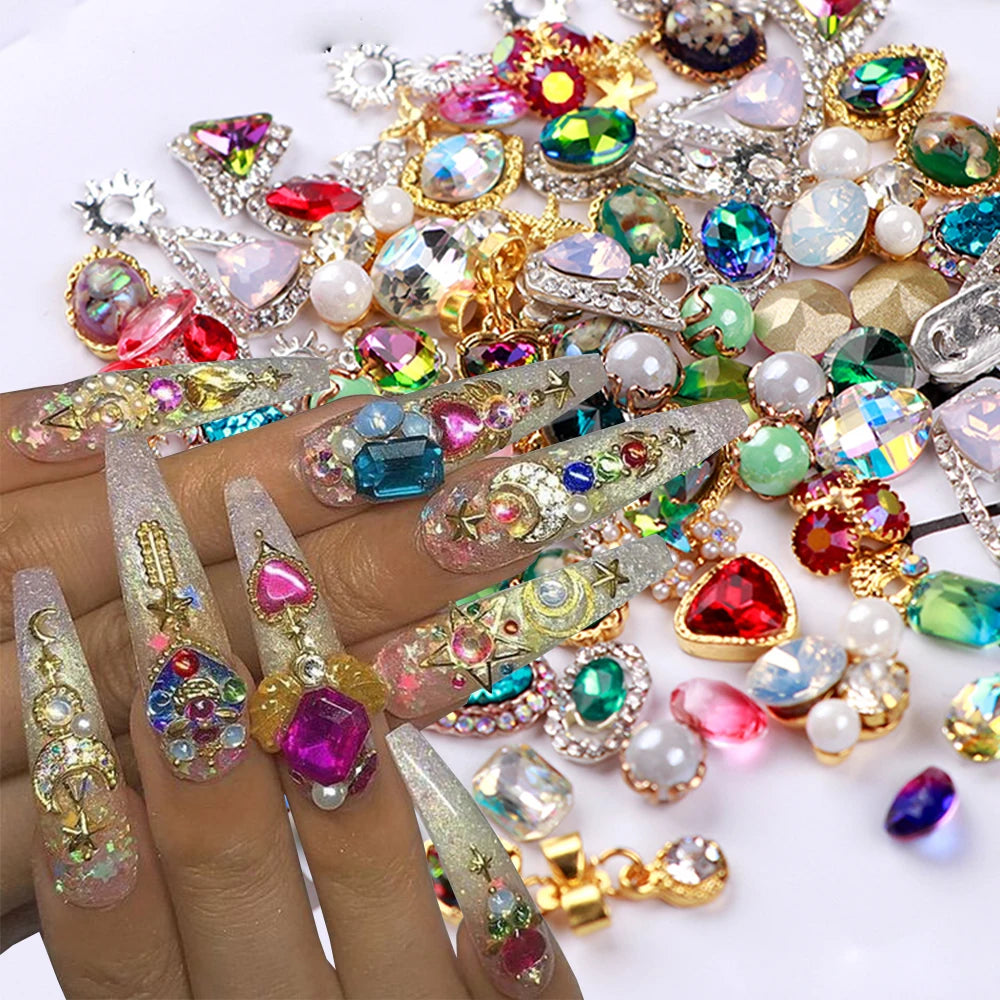 50Pcs Random Mix luxury nail charm