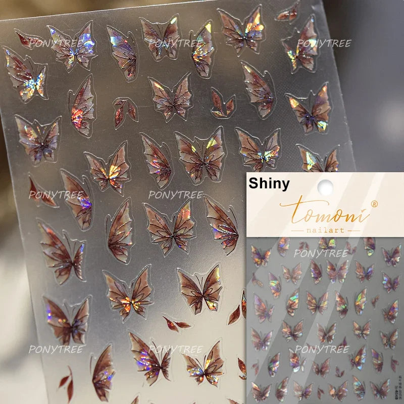 5D Butterfly Blooming Flowers Nail Art Stickers