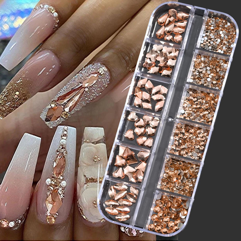 12Grid Mixed Nail Rhinestones Flat-back