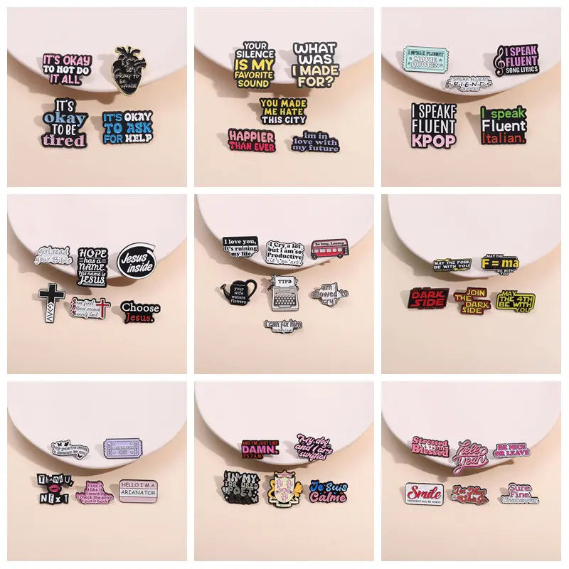 Funny Humorous Daily Proverbs Enamel Pins