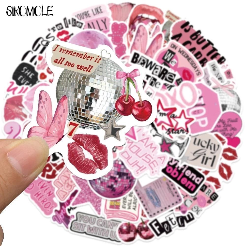 10/30/50pcs Pink Graffiti Stickers