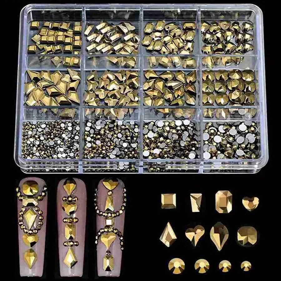 12 Grid/Box 3D Nail Art Alloy Gem Rhinestone