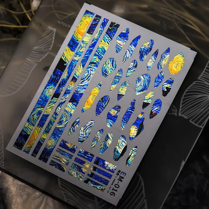 5D metallic gloss retro nail stickers