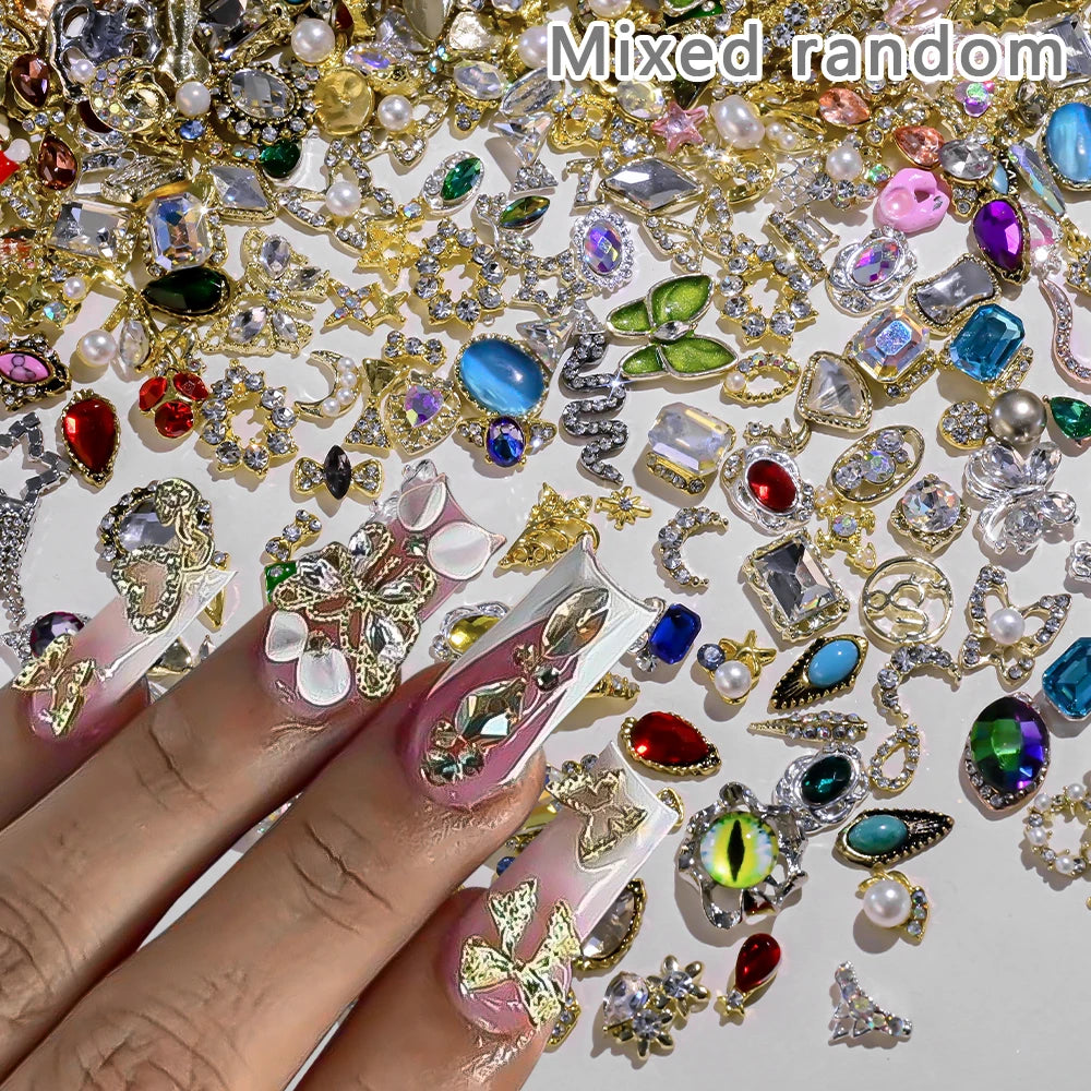 50Pcs 3D Mixed Random Luxury Nail Charms