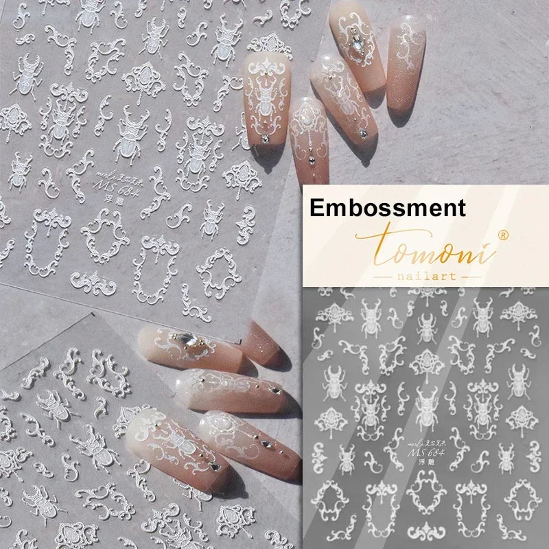 5D Butterfly Blooming Flowers Nail Art Stickers