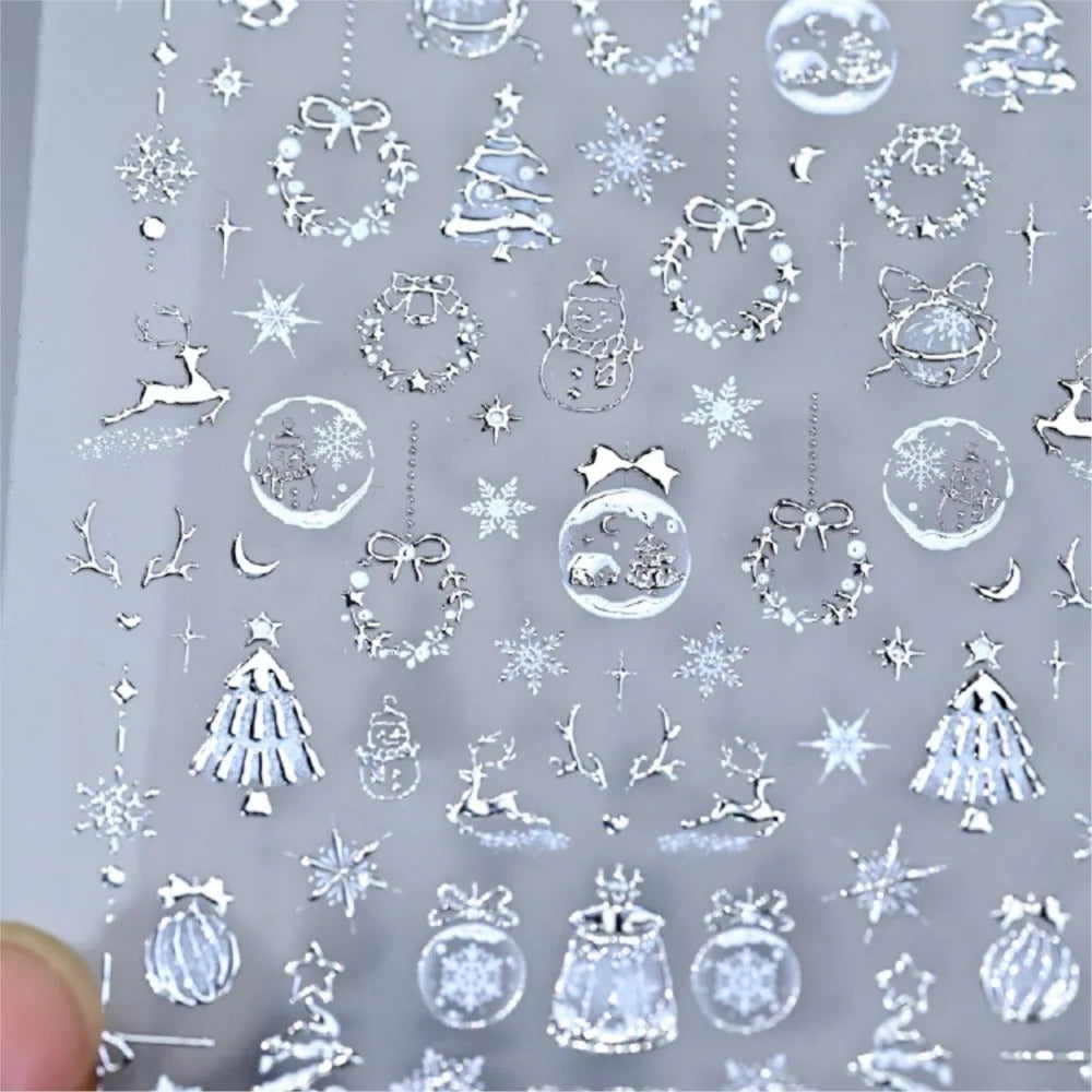 5D Embossed Gold Christmas Nail Stickers