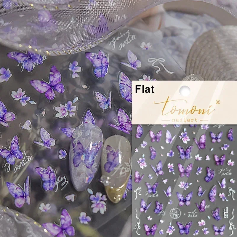 Jelly Butterfly Rhinestone Crystal 5D Nail Art Sticker