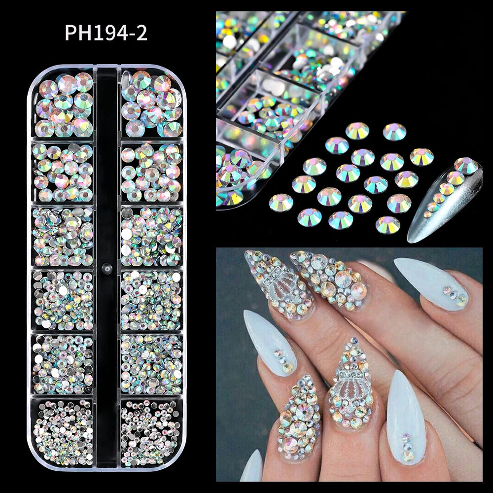 12Grid Mixed Nail Rhinestones Flat-back