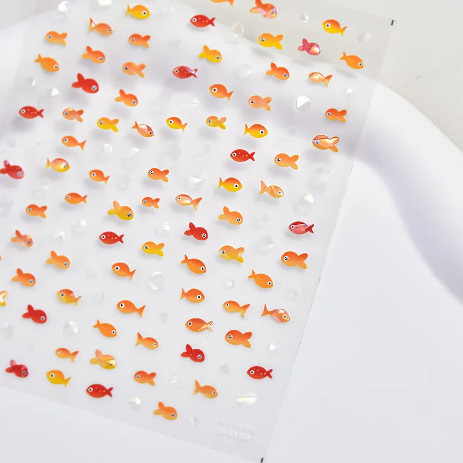 Goldfish Cavort Water 5D Nail Art Stickers Manicure Decal