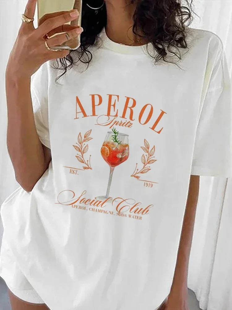 Aperol Print Pattern Social Club Basic T