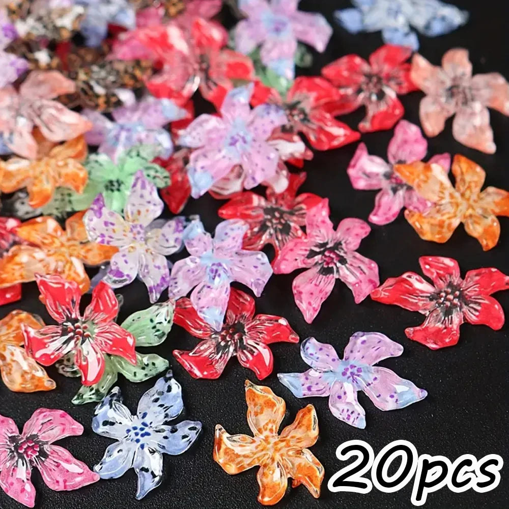 60pcs Flower Nail Decoration 3D Gradient Nail Charms