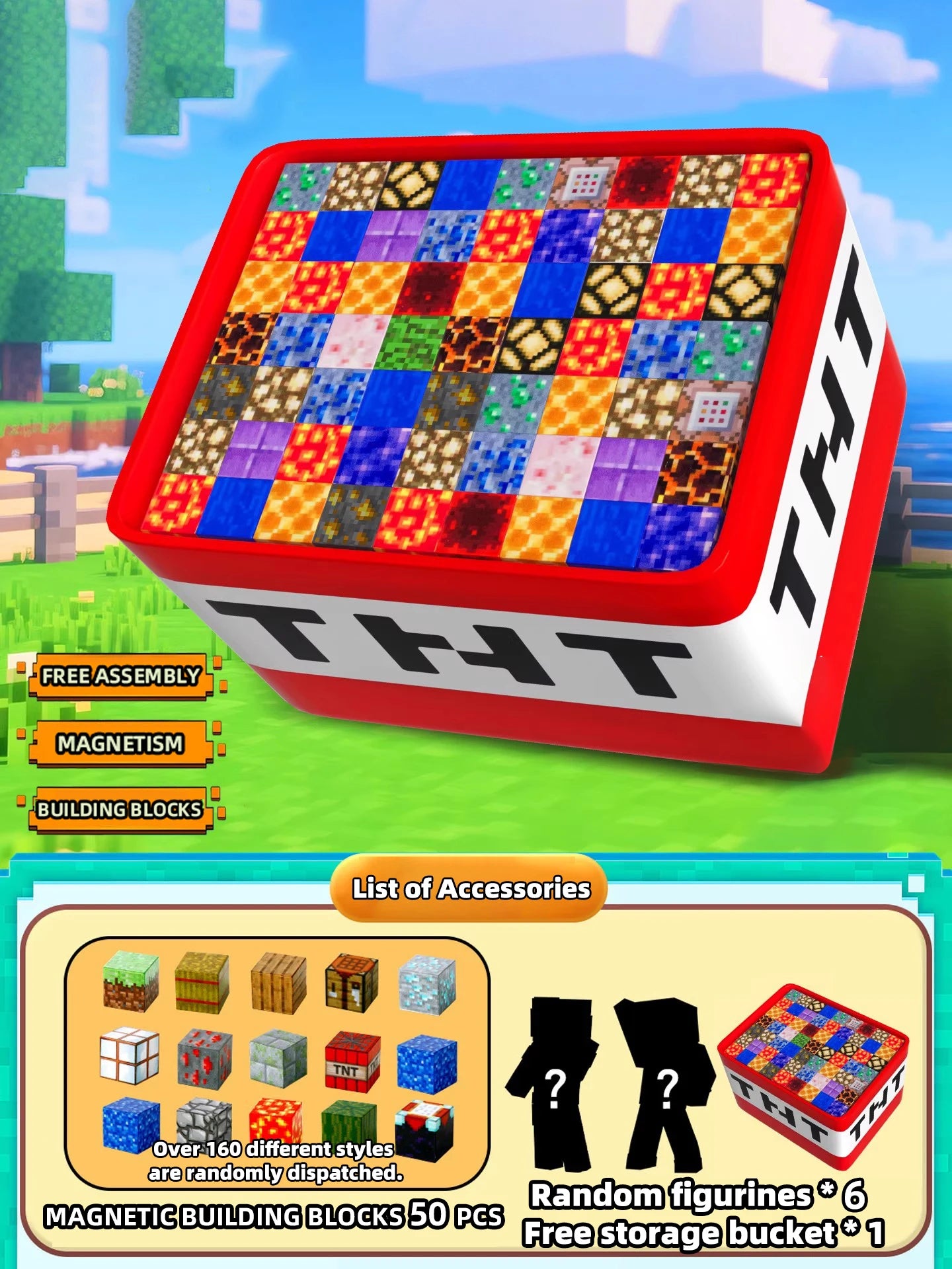 Magnetic building blocks toy storage box set